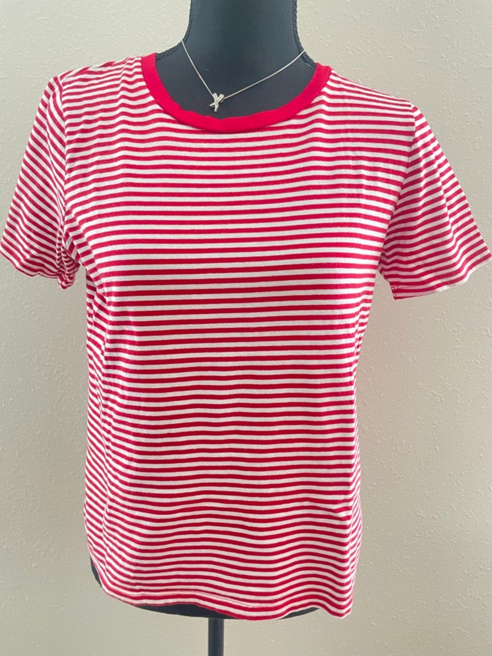 Ella Moss Red and White Striped Crewneck Tee,2 pc